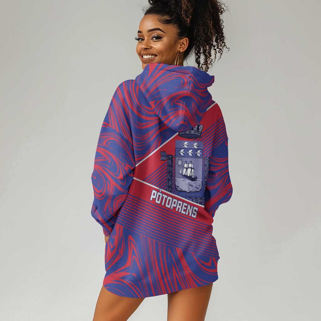 Port-au-Prince Afro-Haitians Hoodie Dress Ayiti Map Pòtoprens Flag Color - Wonder Print Shop