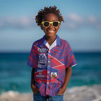 Port-au-Prince Afro-Haitians Kid Hawaiian Shirt Ayiti Map Pòtoprens Flag Color LT14