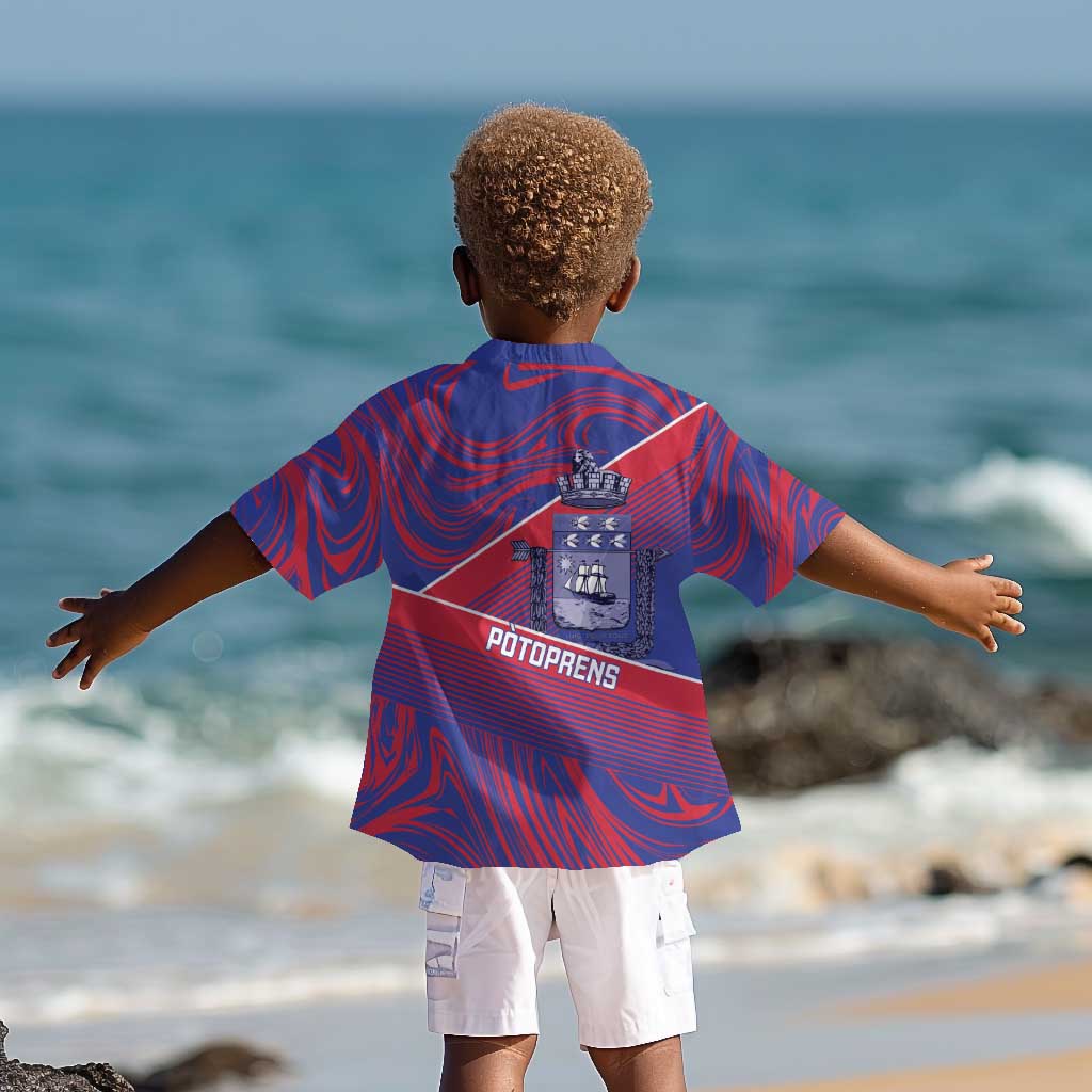 Port-au-Prince Afro-Haitians Kid Hawaiian Shirt Ayiti Map Pòtoprens Flag Color LT14