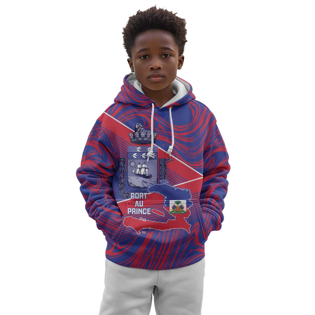 Port-au-Prince Afro-Haitians Kid Hoodie Ayiti Map Pòtoprens Flag Color - Wonder Print Shop