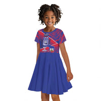 Port-au-Prince Afro-Haitians Kid Short Sleeve Dress Ayiti Map Pòtoprens Flag Color LT14