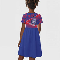 Port-au-Prince Afro-Haitians Kid Short Sleeve Dress Ayiti Map Pòtoprens Flag Color LT14