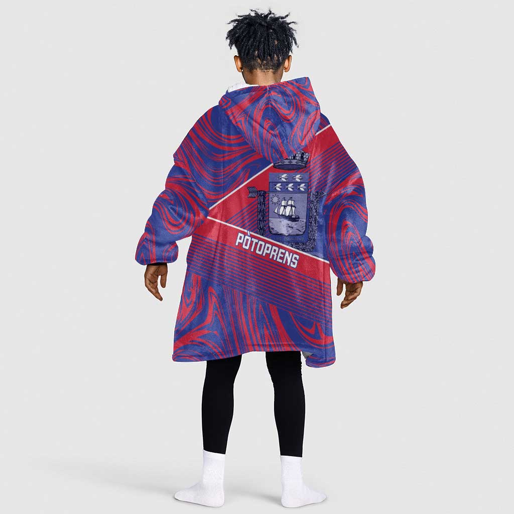 Port-au-Prince Afro-Haitians Kid Wearable Blanket Hoodie Ayiti Map Pòtoprens Flag Color - Wonder Print Shop