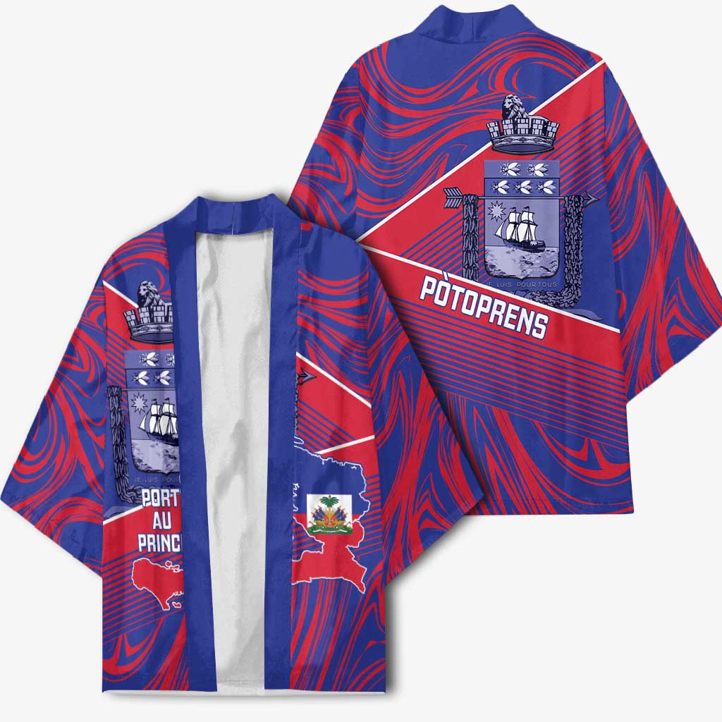 Port-au-Prince Afro-Haitians Kimono Ayiti Map Pòtoprens Flag Color - Wonder Print Shop