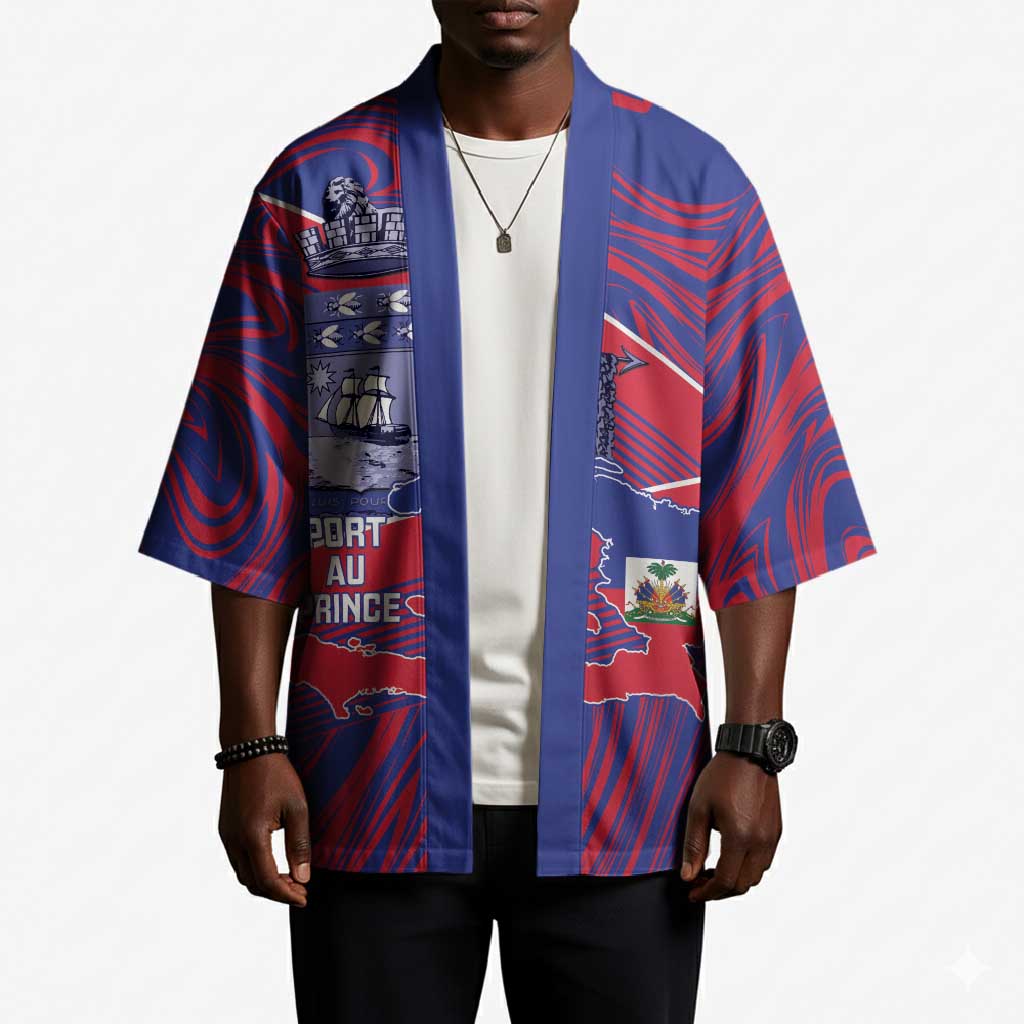 Port-au-Prince Afro-Haitians Kimono Ayiti Map Pòtoprens Flag Color - Wonder Print Shop