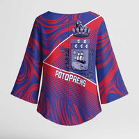 Port-au-Prince Afro-Haitians Kimono Sleeve Blouse Ayiti Map Pòtoprens Flag Color - Wonder Print Shop