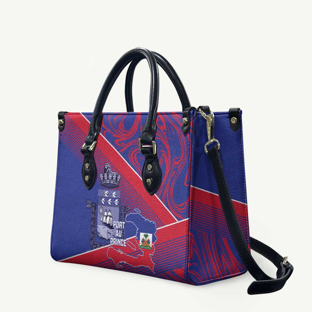Port-au-Prince Afro-Haitians Leather Bag Ayiti Map Pòtoprens Flag Color - Wonder Print Shop