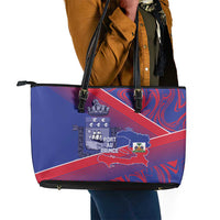 Port-au-Prince Afro-Haitians Leather Tote Bag Ayiti Map Pòtoprens Flag Color - Wonder Print Shop