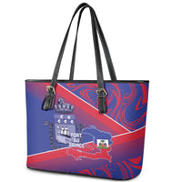 Port-au-Prince Afro-Haitians Leather Tote Bag Ayiti Map Pòtoprens Flag Color - Wonder Print Shop