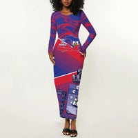 Port-au-Prince Afro-Haitians Long Sleeve Bodycon Dress Ayiti Map Pòtoprens Flag Color - Wonder Print Shop