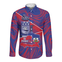 Port-au-Prince Afro-Haitians Long Sleeve Button Shirt Ayiti Map Pòtoprens Flag Color - Wonder Print Shop