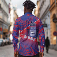 Port-au-Prince Afro-Haitians Long Sleeve Button Shirt Ayiti Map Pòtoprens Flag Color - Wonder Print Shop
