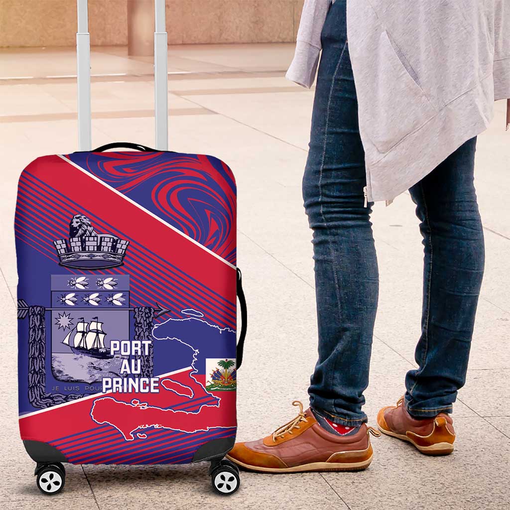Port-au-Prince Afro-Haitians Luggage Cover Ayiti Map Pòtoprens Flag Color - Wonder Print Shop