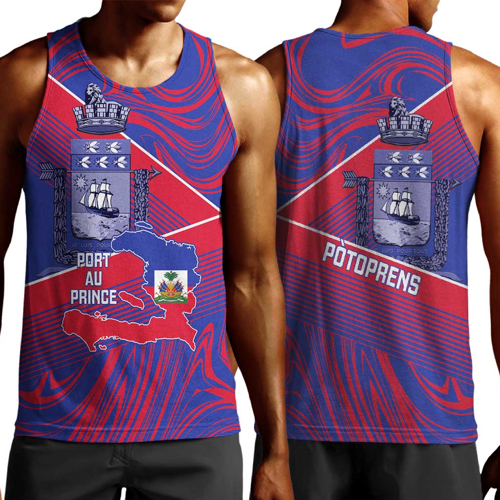 Port-au-Prince Afro-Haitians Men Tank Top Ayiti Map Pòtoprens Flag Color - Wonder Print Shop