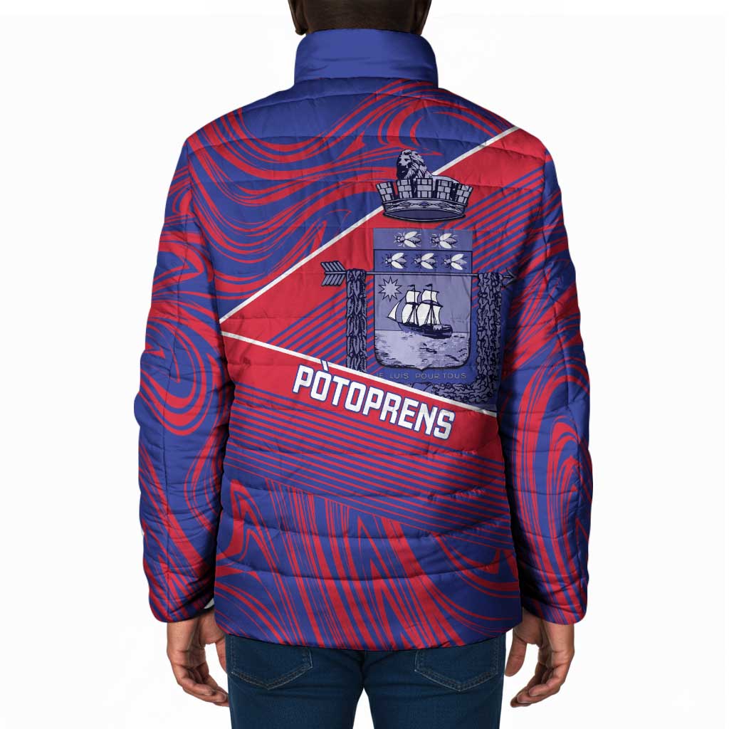 Port-au-Prince Afro-Haitians Padded Jacket Ayiti Map Pòtoprens Flag Color - Wonder Print Shop