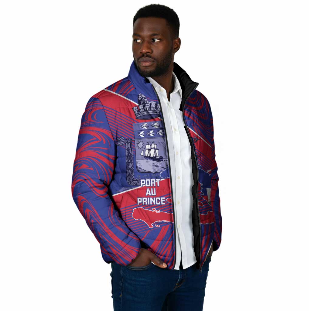 Port-au-Prince Afro-Haitians Padded Jacket Ayiti Map Pòtoprens Flag Color - Wonder Print Shop