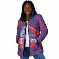 Port-au-Prince Afro-Haitians Padded Jacket Ayiti Map Pòtoprens Flag Color - Wonder Print Shop
