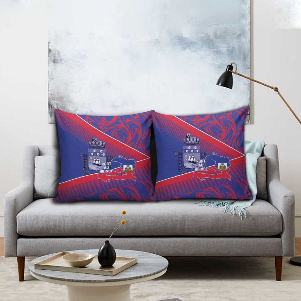 Port-au-Prince Afro-Haitians Pillow Cover Ayiti Map Pòtoprens Flag Color - Wonder Print Shop