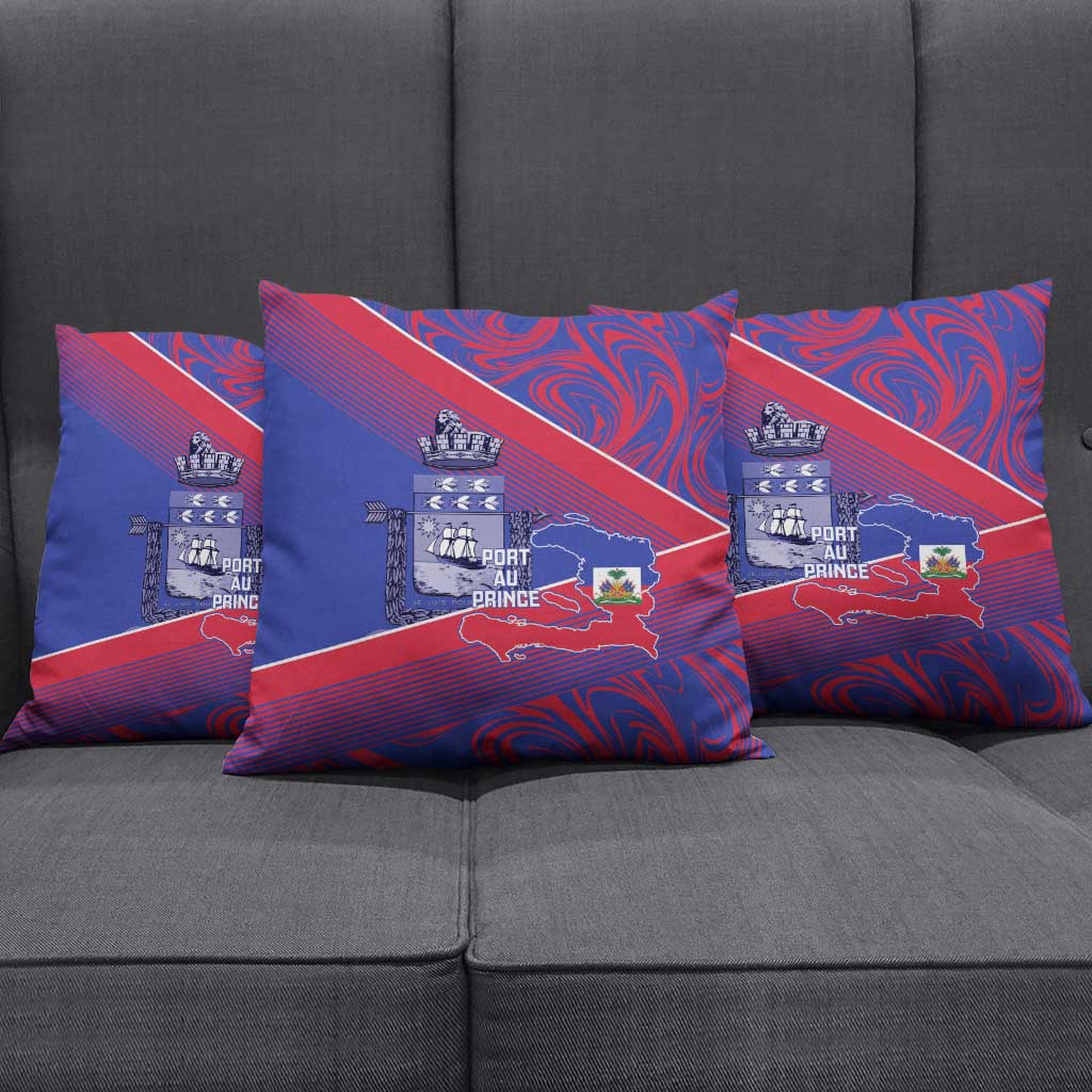 Port-au-Prince Afro-Haitians Pillow Cover Ayiti Map Pòtoprens Flag Color - Wonder Print Shop