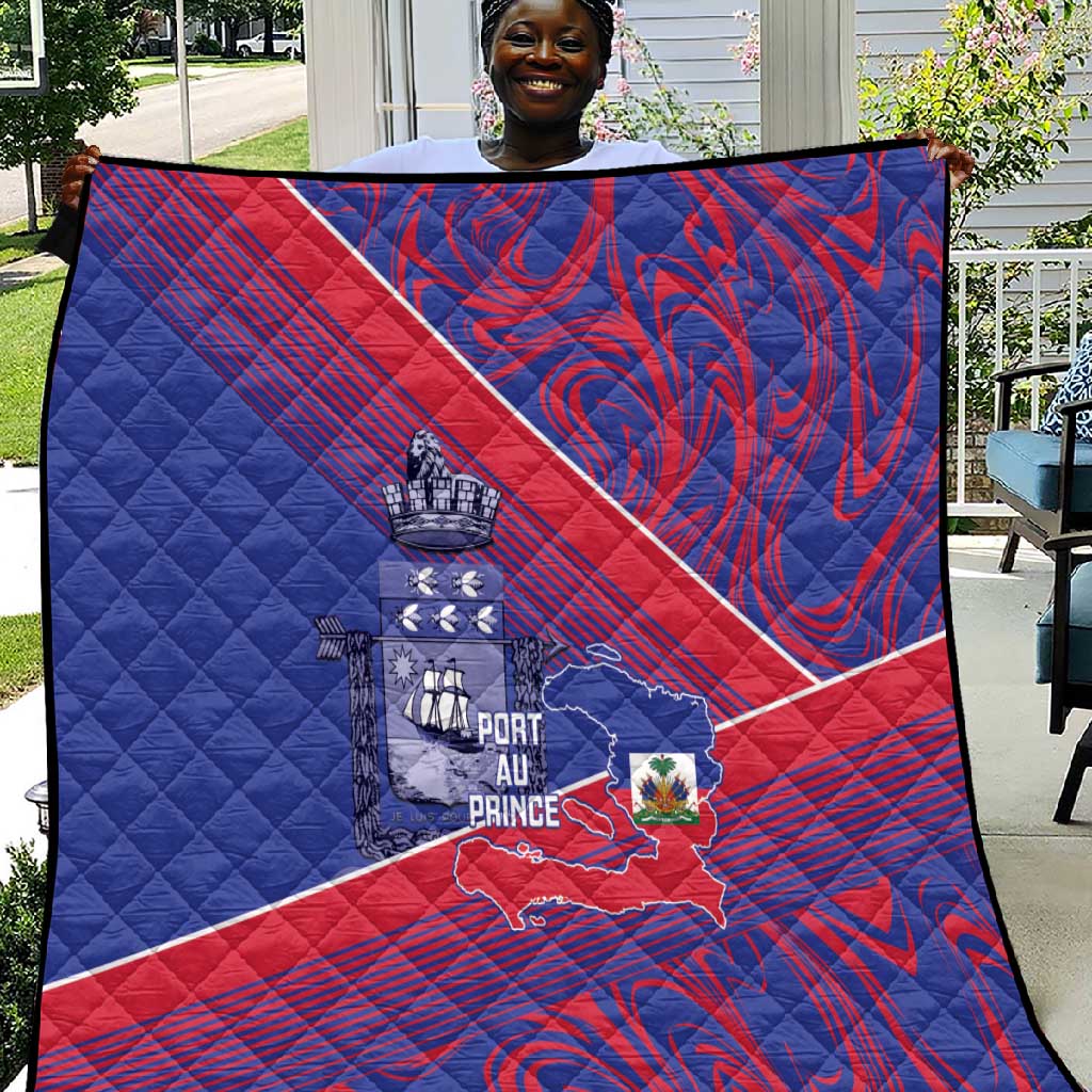 Port-au-Prince Afro-Haitians Quilt Ayiti Map Pòtoprens Flag Color - Wonder Print Shop