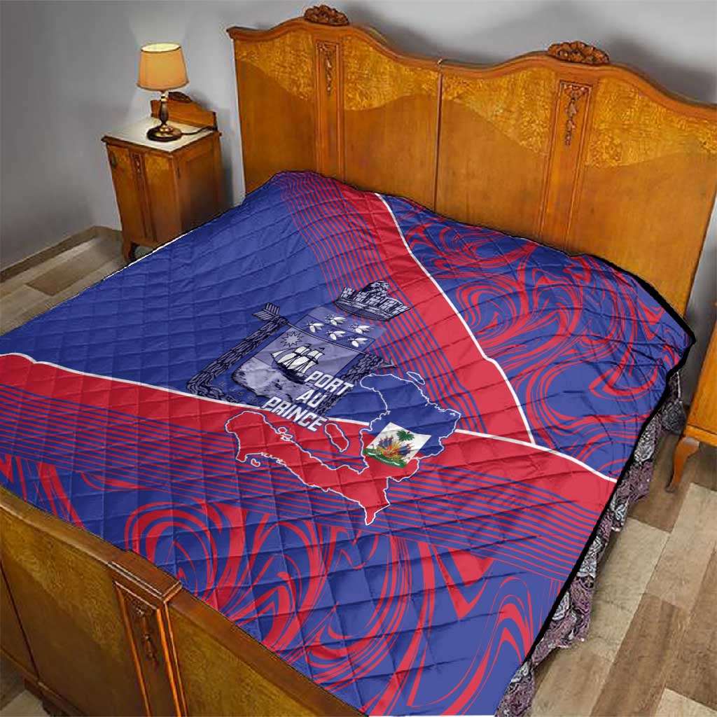 Port-au-Prince Afro-Haitians Quilt Ayiti Map Pòtoprens Flag Color - Wonder Print Shop