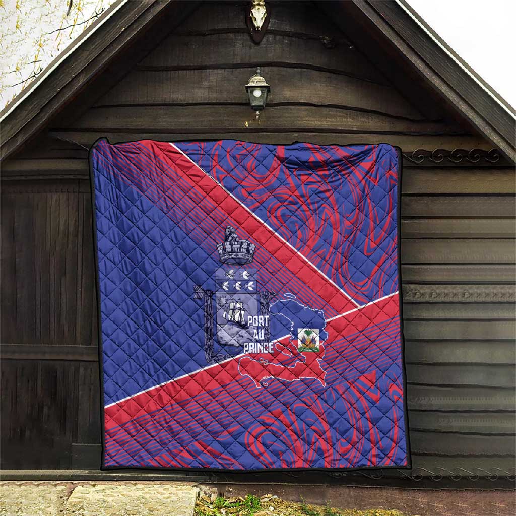 Port-au-Prince Afro-Haitians Quilt Ayiti Map Pòtoprens Flag Color - Wonder Print Shop
