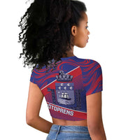 Port-au-Prince Afro-Haitians Raglan Cropped T shirt Ayiti Map Pòtoprens Flag Color LT14