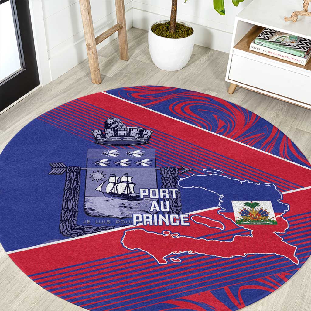 Port-au-Prince Afro-Haitians Round Carpet Ayiti Map Pòtoprens Flag Color - Wonder Print Shop