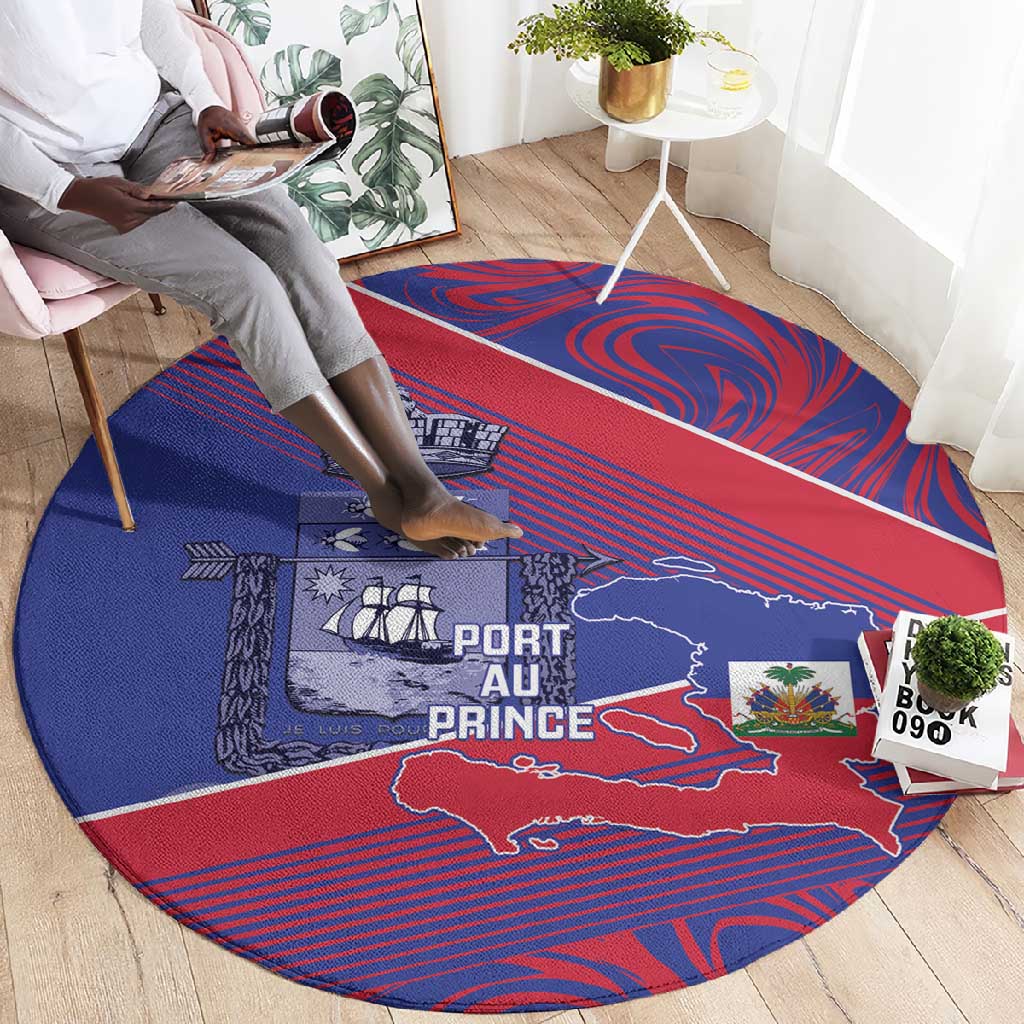 Port-au-Prince Afro-Haitians Round Carpet Ayiti Map Pòtoprens Flag Color - Wonder Print Shop