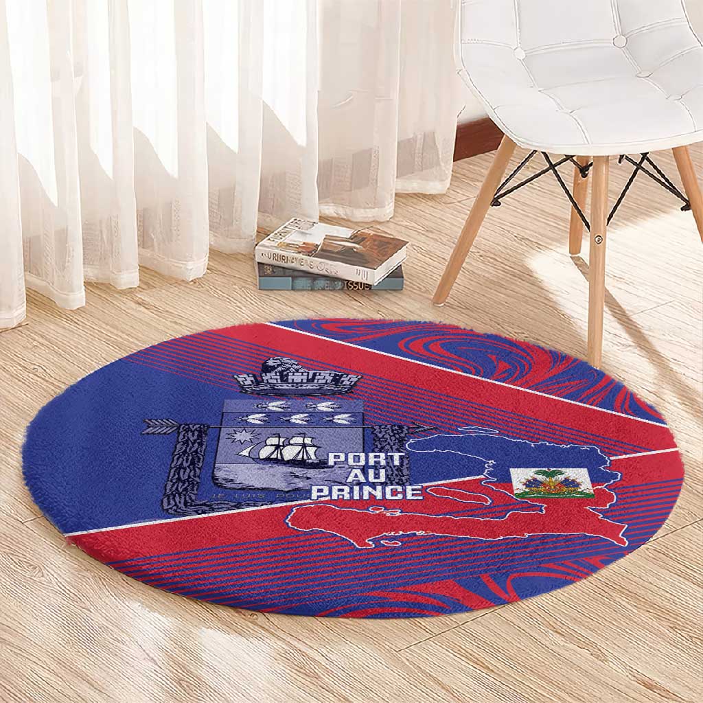 Port-au-Prince Afro-Haitians Round Carpet Ayiti Map Pòtoprens Flag Color - Wonder Print Shop