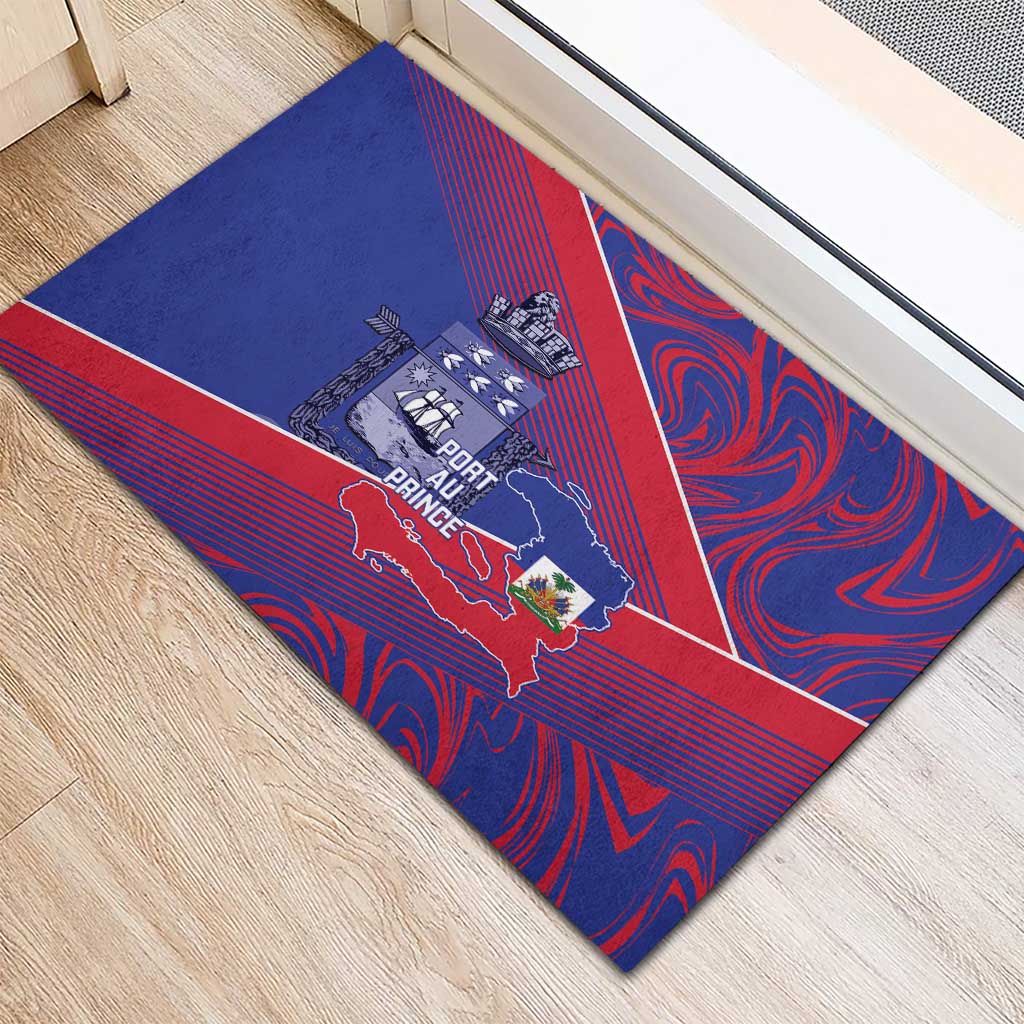 Port-au-Prince Afro-Haitians Rubber Doormat Ayiti Map Pòtoprens Flag Color - Wonder Print Shop