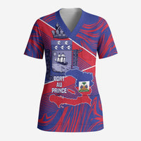 Port-au-Prince Afro-Haitians Scrub Top Ayiti Map Pòtoprens Flag Color - Wonder Print Shop