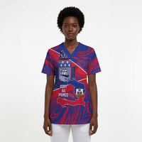 Port-au-Prince Afro-Haitians Scrub Top Ayiti Map Pòtoprens Flag Color - Wonder Print Shop
