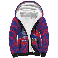Port-au-Prince Afro-Haitians Sherpa Hoodie Ayiti Map Pòtoprens Flag Color - Wonder Print Shop