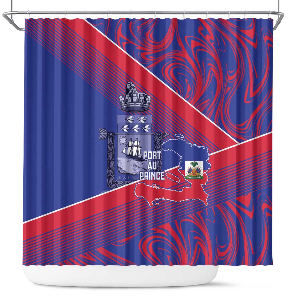 Port-au-Prince Afro-Haitians Shower Curtain Ayiti Map Pòtoprens Flag Color - Wonder Print Shop