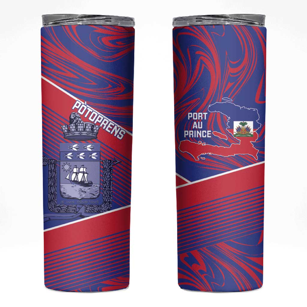 Port-au-Prince Afro-Haitians Skinny Tumbler Ayiti Map Pòtoprens Flag Color - Wonder Print Shop