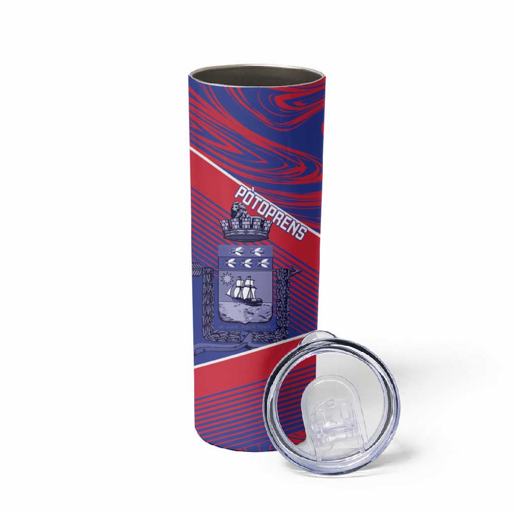Port-au-Prince Afro-Haitians Skinny Tumbler Ayiti Map Pòtoprens Flag Color - Wonder Print Shop