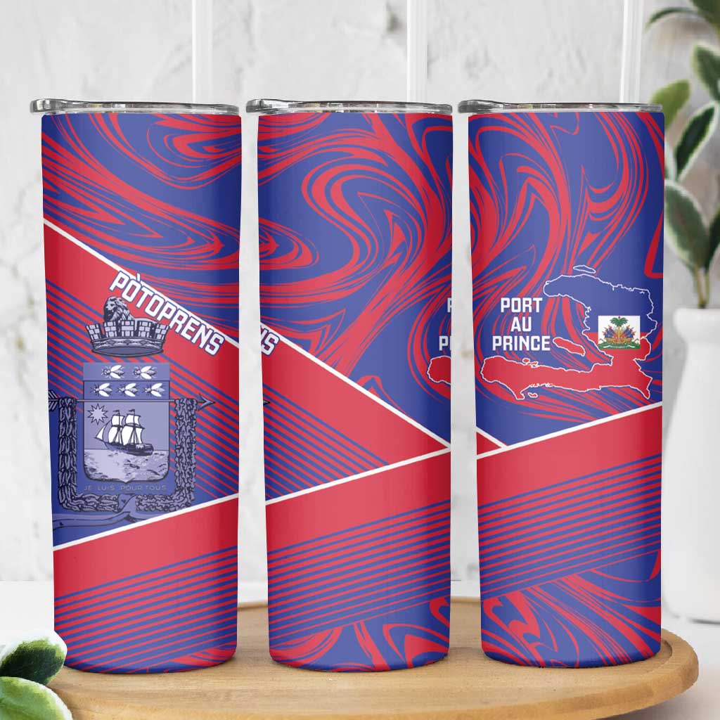Port-au-Prince Afro-Haitians Skinny Tumbler Ayiti Map Pòtoprens Flag Color - Wonder Print Shop