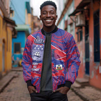 Port-au-Prince Afro-Haitians Sleeve Zip Bomber Jacket Ayiti Map Pòtoprens Flag Color - Wonder Print Shop