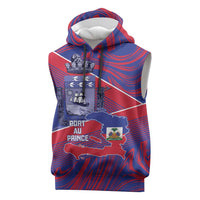 Port-au-Prince Afro-Haitians Sleeveless Hoodie Ayiti Map Pòtoprens Flag Color - Wonder Print Shop