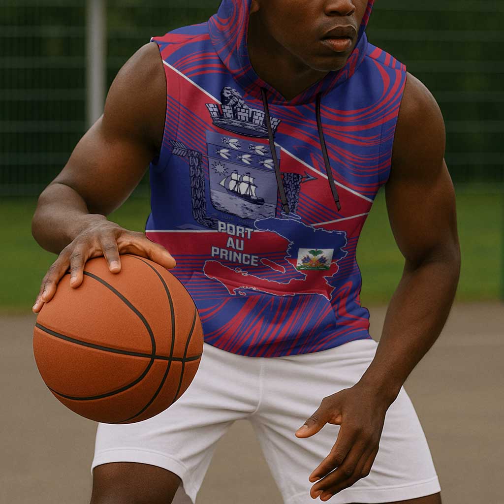 Port-au-Prince Afro-Haitians Sleeveless Hoodie Ayiti Map Pòtoprens Flag Color - Wonder Print Shop