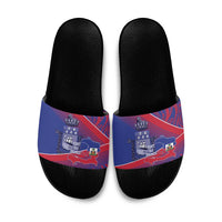 Port-au-Prince Afro-Haitians Slide Sandals Ayiti Map Pòtoprens Flag Color - Wonder Print Shop
