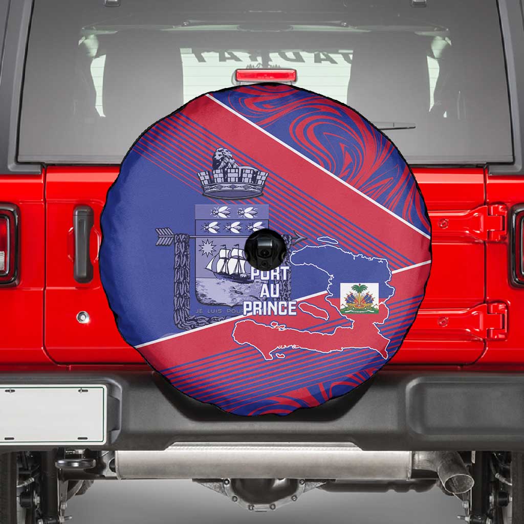 Port-au-Prince Afro-Haitians Spare Tire Cover Ayiti Map Pòtoprens Flag Color - Wonder Print Shop