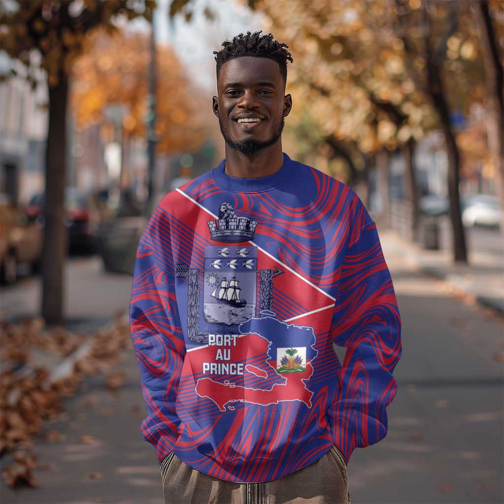 Port-au-Prince Afro-Haitians Sweatshirt Ayiti Map Pòtoprens Flag Color - Wonder Print Shop