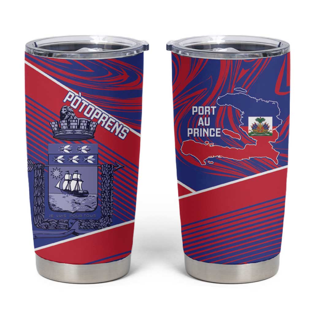 Port-au-Prince Afro-Haitians Tumbler Cup Ayiti Map Pòtoprens Flag Color - Wonder Print Shop