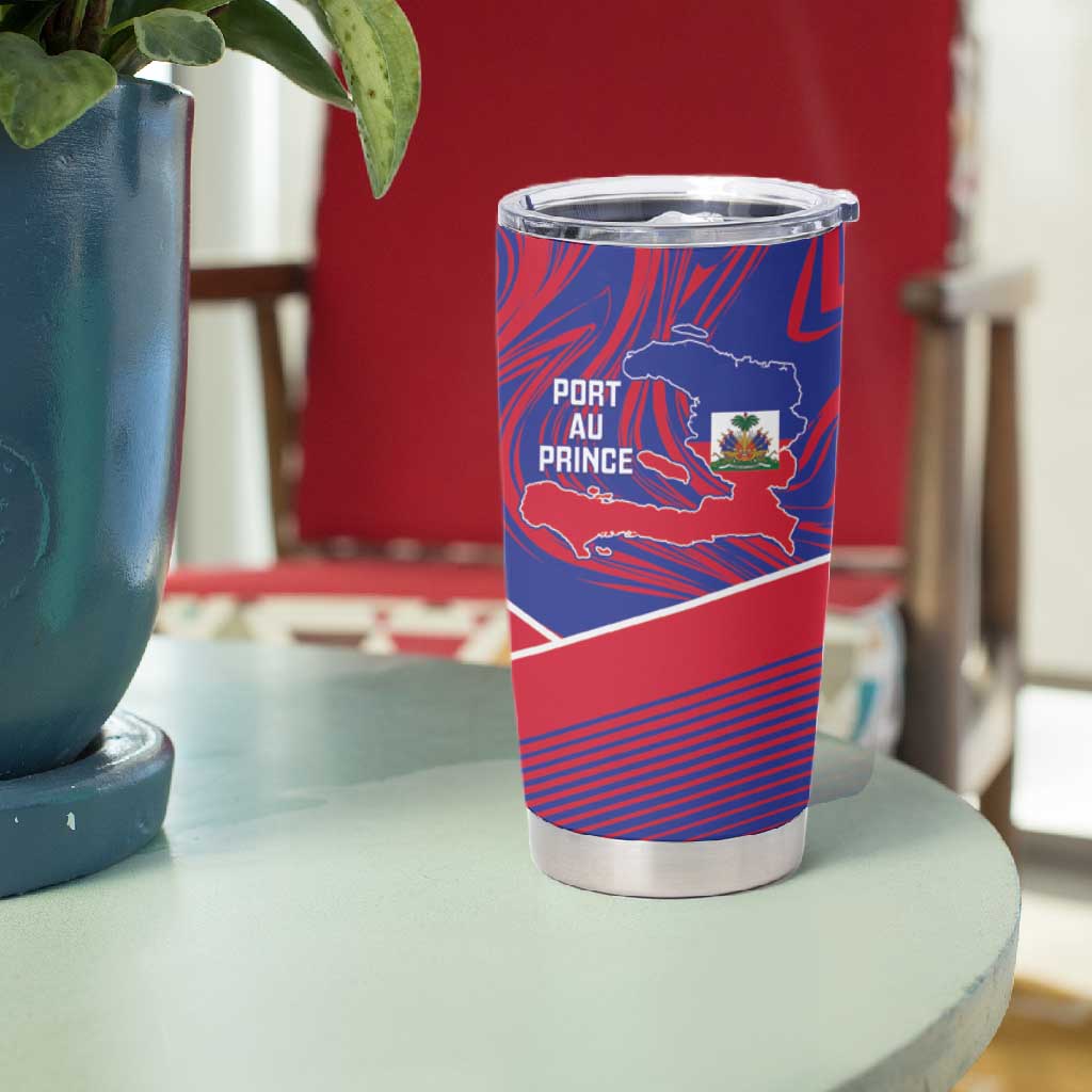 Port-au-Prince Afro-Haitians Tumbler Cup Ayiti Map Pòtoprens Flag Color - Wonder Print Shop