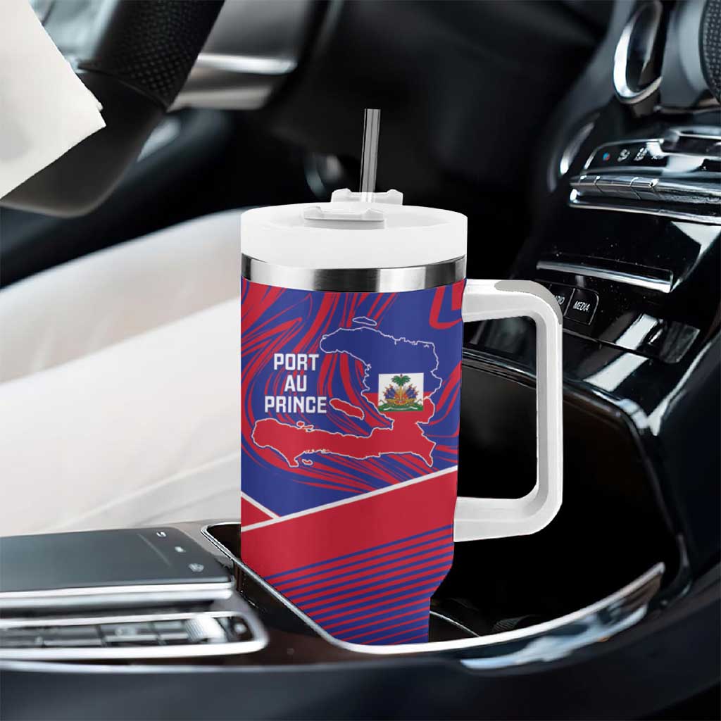 Port-au-Prince Afro-Haitians Tumbler With Handle Ayiti Map Pòtoprens Flag Color - Wonder Print Shop