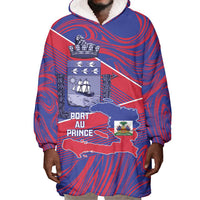 Port-au-Prince Afro-Haitians Wearable Blanket Hoodie Ayiti Map Pòtoprens Flag Color - Wonder Print Shop
