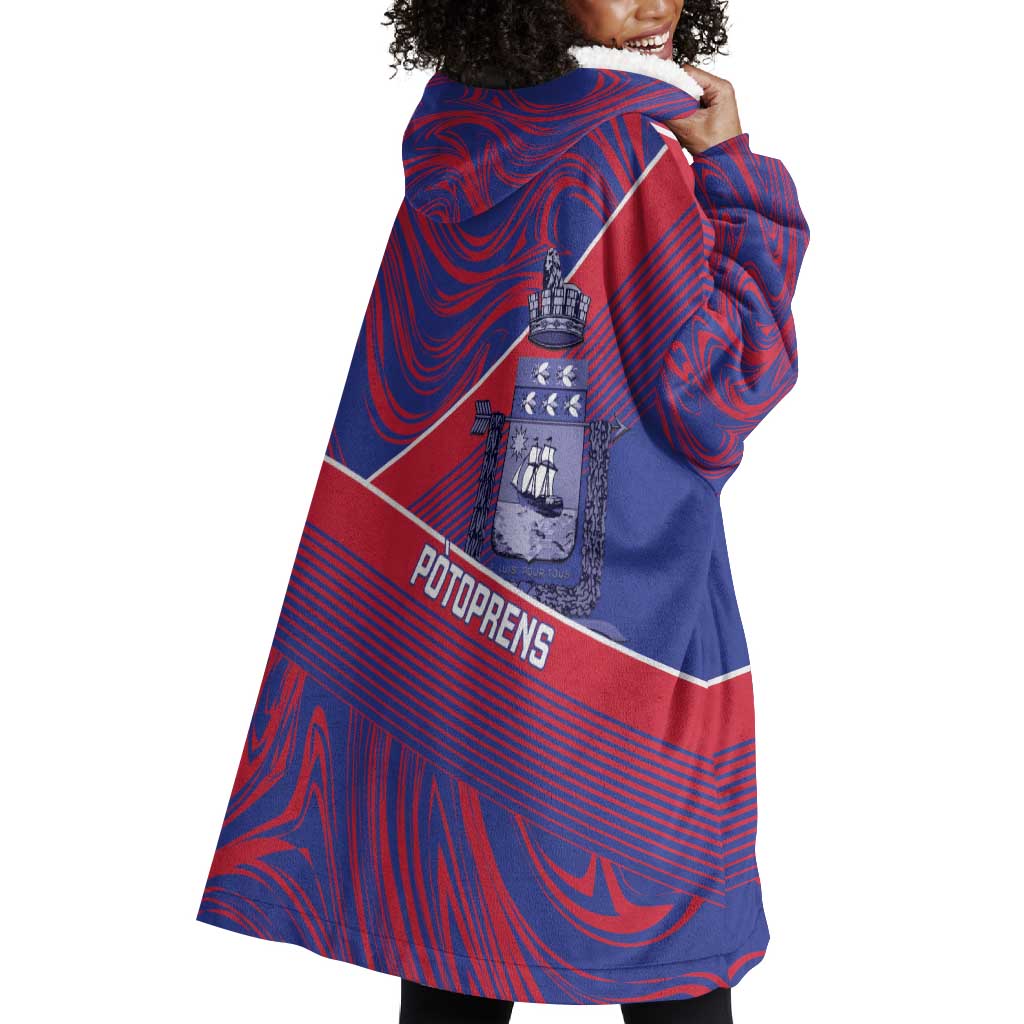 Port-au-Prince Afro-Haitians Wearable Blanket Hoodie Ayiti Map Pòtoprens Flag Color - Wonder Print Shop