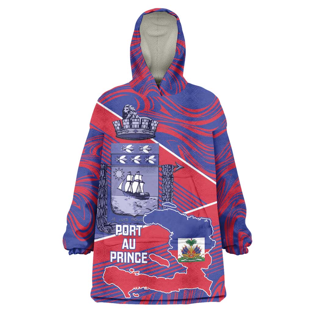 Port-au-Prince Afro-Haitians Wearable Blanket Hoodie Ayiti Map Pòtoprens Flag Color - Wonder Print Shop